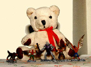 Ben Showing the finished figures painted by Dino