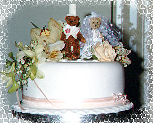 Tim in a Top Hat and Carole in her Dress ... The top tier from our wedding cake