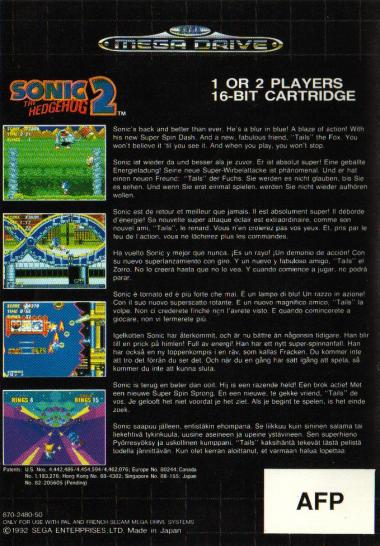 Sonic the Hedgehog 2 back cover