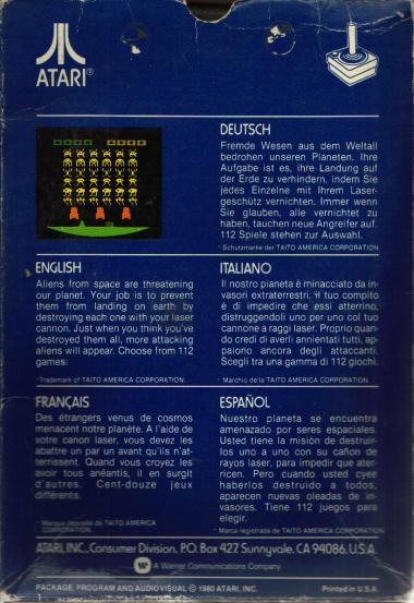 Space Invaders Box Back