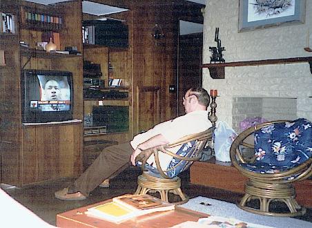 Ron watches TV in Chanhassen