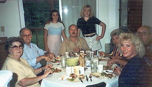 June, Glenn, Desirae, Ron, Andraya, Marge, Annette and Jimmy at Ron's 1995