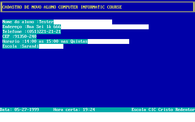 Tela de Cadastro - CIC Control 3.0