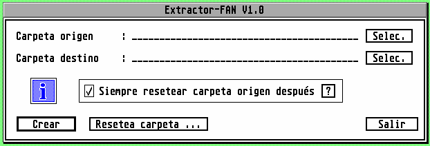 Extractor FAN, pantalla principal.