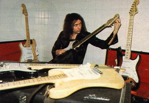'the man in black' with his guitars