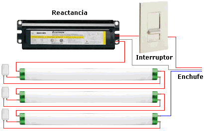 [Esquema de como montar varios fluorescentes por reactancia]