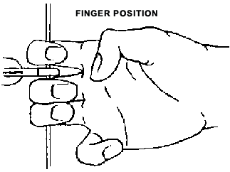 Place your fingers in such a way, that you hold the string with your index finger above the nock and your middle and ring finger under the nock