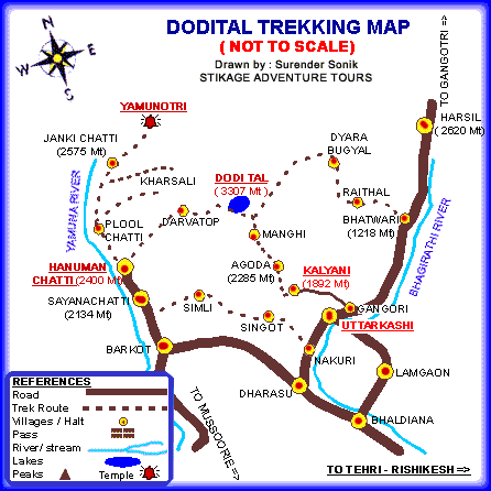 Map of Dodi Tal - Yamunotri