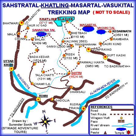 Map of Vasukital-khatling Glacier
