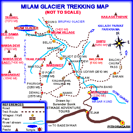 Map of Milam Glacier
