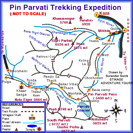 Map of Pin Parbati Pass