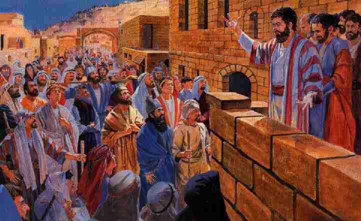 Peter preaching on Pentecost AD 33