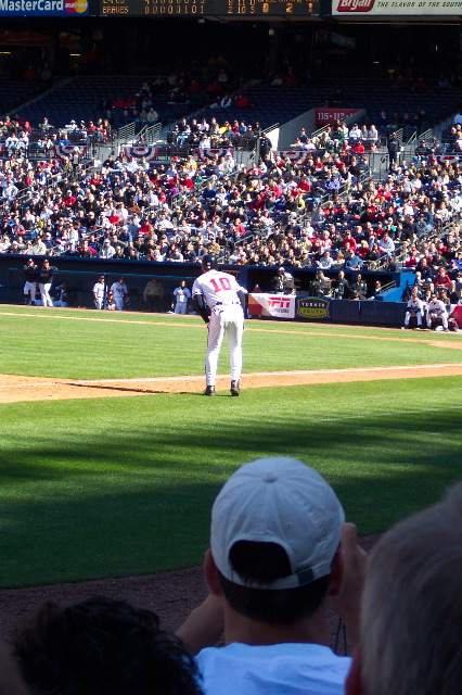 Chipper leads off from third