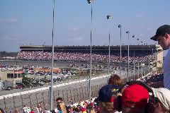 The cars during the yellow flag on turn 3