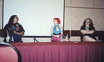 Norm McEvoy, Quinn, and Eileen McEvoy (Norm's sister) on an anime panel