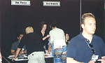 Von Flores (peeking from behind Eugene Roddenberry Jr), Leni Parker (the cutie with the pigtails), Lisa Howard, and Seth (crew member on Earth Final Conflict)