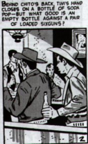 [Cowboys in comics lived so clean that they could defy technology itself.]