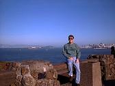 at Golden Gate Park, looking at Alcatraz.  Fisherman's Wharf behind left sholder, Bay Lookout Point just to right in pic.