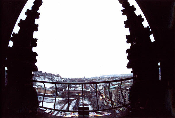 At the top of the Scott Monument