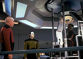 Geordi defies Picard's orders and enters the Interface in hopes of communicating with his missing mother