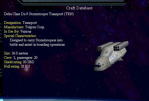 Delta Class Dx-9 Stormtrooper Transport (TRN)