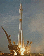 A2-S launch vehicle used to propel the Soyuz capsules into orbit.