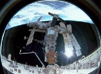 Mir as seen from the Space Shuttle Atlantis