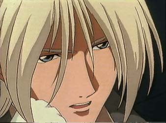 White Fang Zechs leaning on his hand