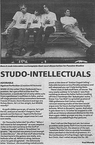 scan of NME review for against perfection