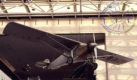 The Spirit of St. Louis hangs from the ceiling of the Smithsonian National Air and Space Museum in Washington, D.C. 