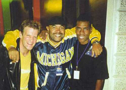 Gary with Dennis and Pearl rep George Frederick outside the Jazz Cafe in London during Gary and Dennis' Zildjian and Pearl clinic.