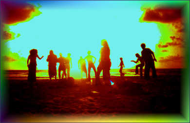 Spontanues Party during Sunrise