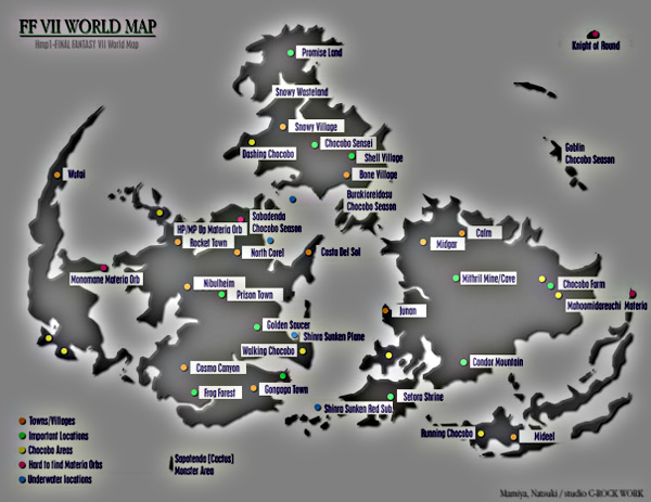 Final Fantasys map and all its locations.