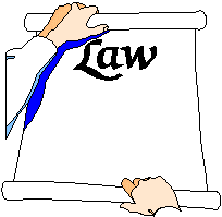 Sketch of hands holding a scroll with the word LAW