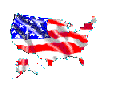 Animated picture of a waving USA shaped US flag