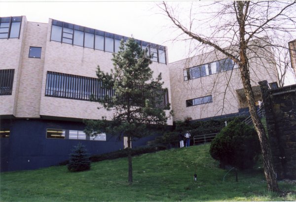 Photo of the exterior view looking at the back of the library and the staff area.