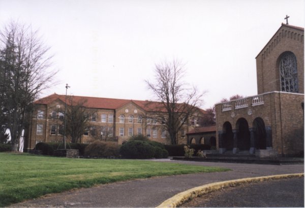 Photo of the church, which Aalto wanted the main focus to be, and an adjacent building.