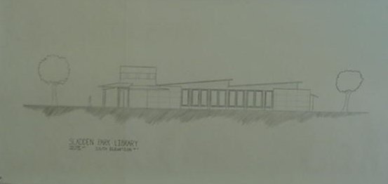 South elevation of the library.