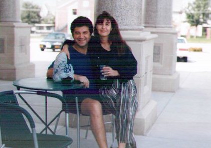 Banu and Alper in front of Starbucks Cafe in Plano