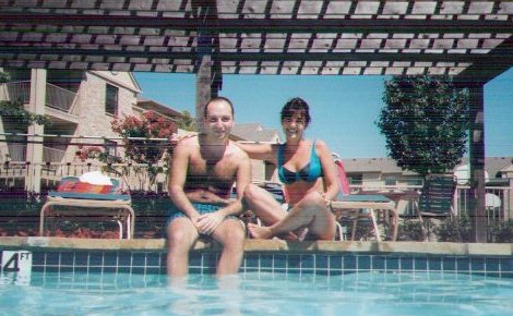 Bertan and Banu at the pool in Dallas.