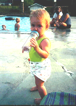 heather at the pool