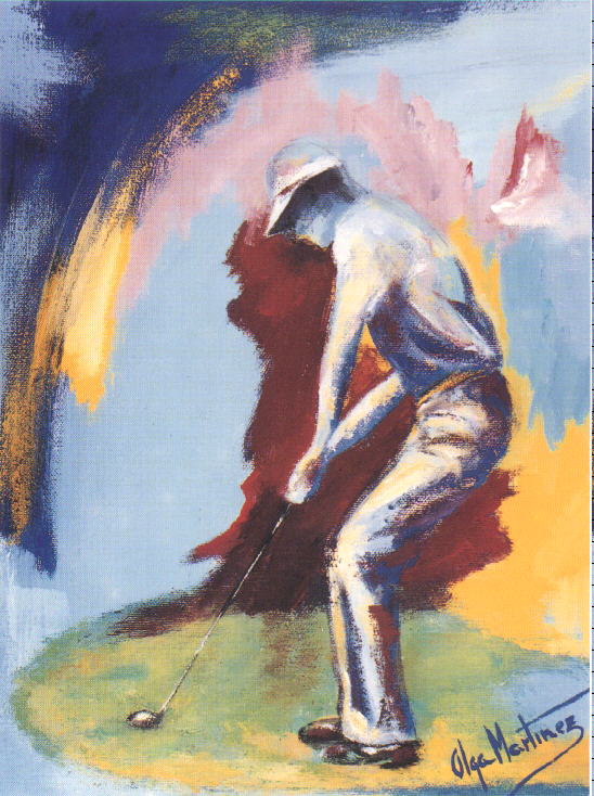 Jugador de Golf. Acrlico sobre lienzo. 27 x 35 cms.