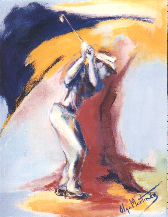 Jugador de Golf. Acrlico sobre lienzo. 27 x 35 cms.