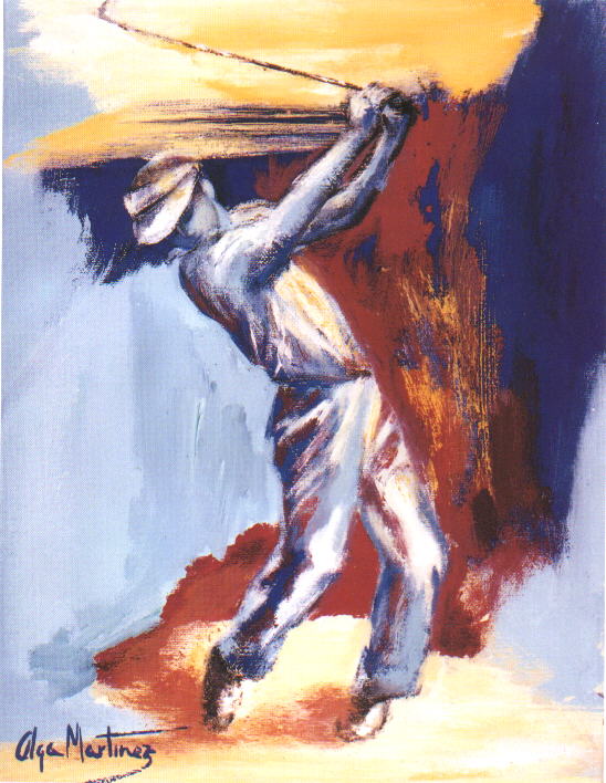 Jugador de Golf. Acrlico sobre lienzo. 27 x 35 cms