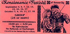 1987 Kansas City Renaissance Festival Ticket