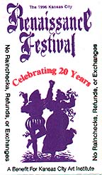 1996 Kansas City Renaissance Festival Ticket