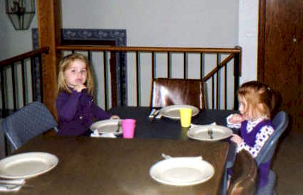 Our girls at the dinner table