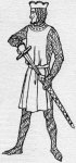 Knightly person, English Costume of the Early Middle Ages, Iris Brooke, page 69