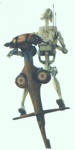 Battle droid on a STAP.