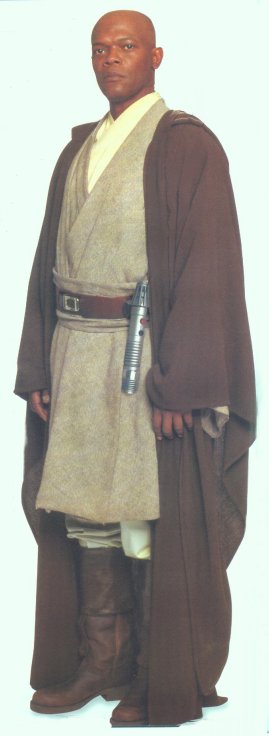 Mace wears the traditional Jedi robes